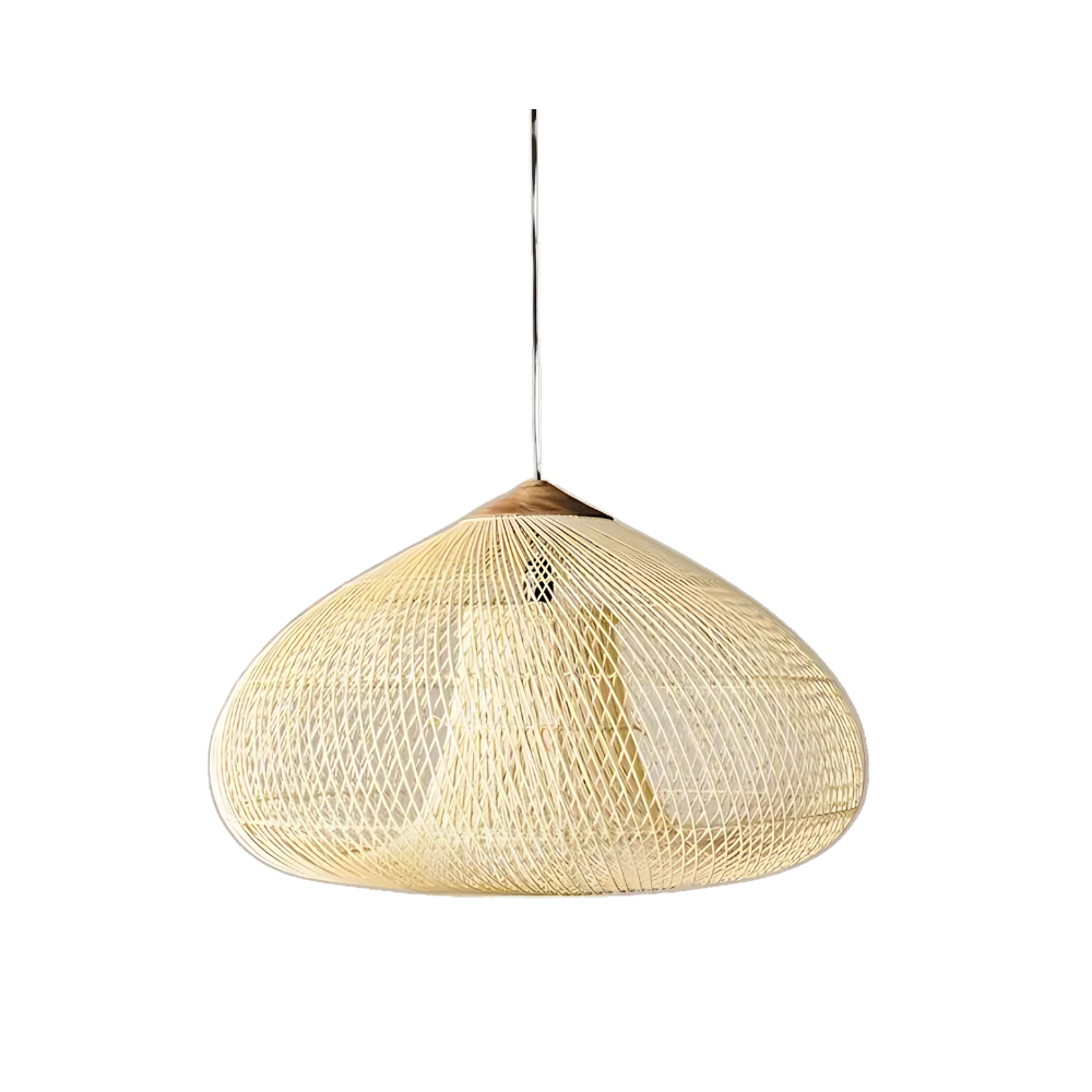 Woven Dome Rattan Pendant Light | Hardwired Ceiling Light for Dining Room