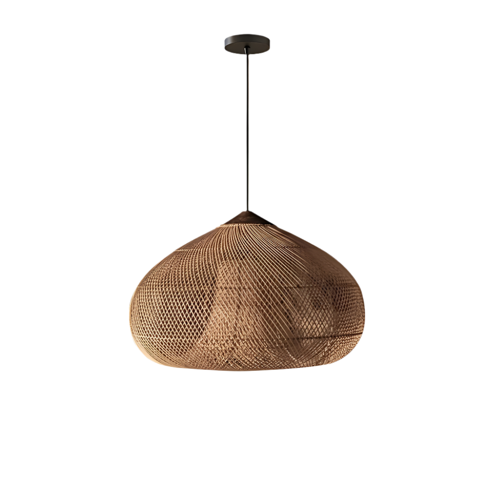 Woven Dome Rattan Pendant Light | Hardwired Ceiling Light for Dining Room