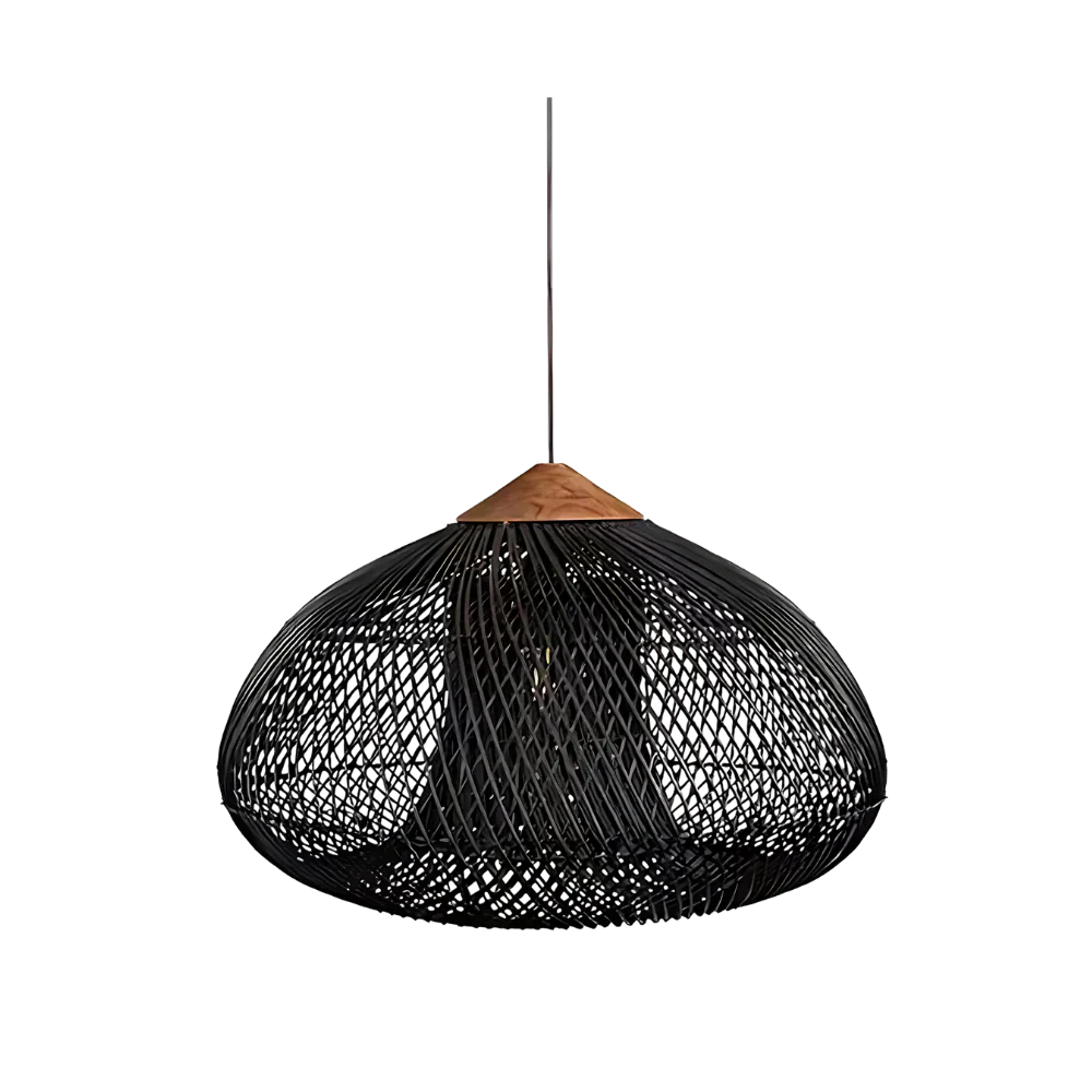 Woven Dome Rattan Pendant Light | Hardwired Ceiling Light for Dining Room