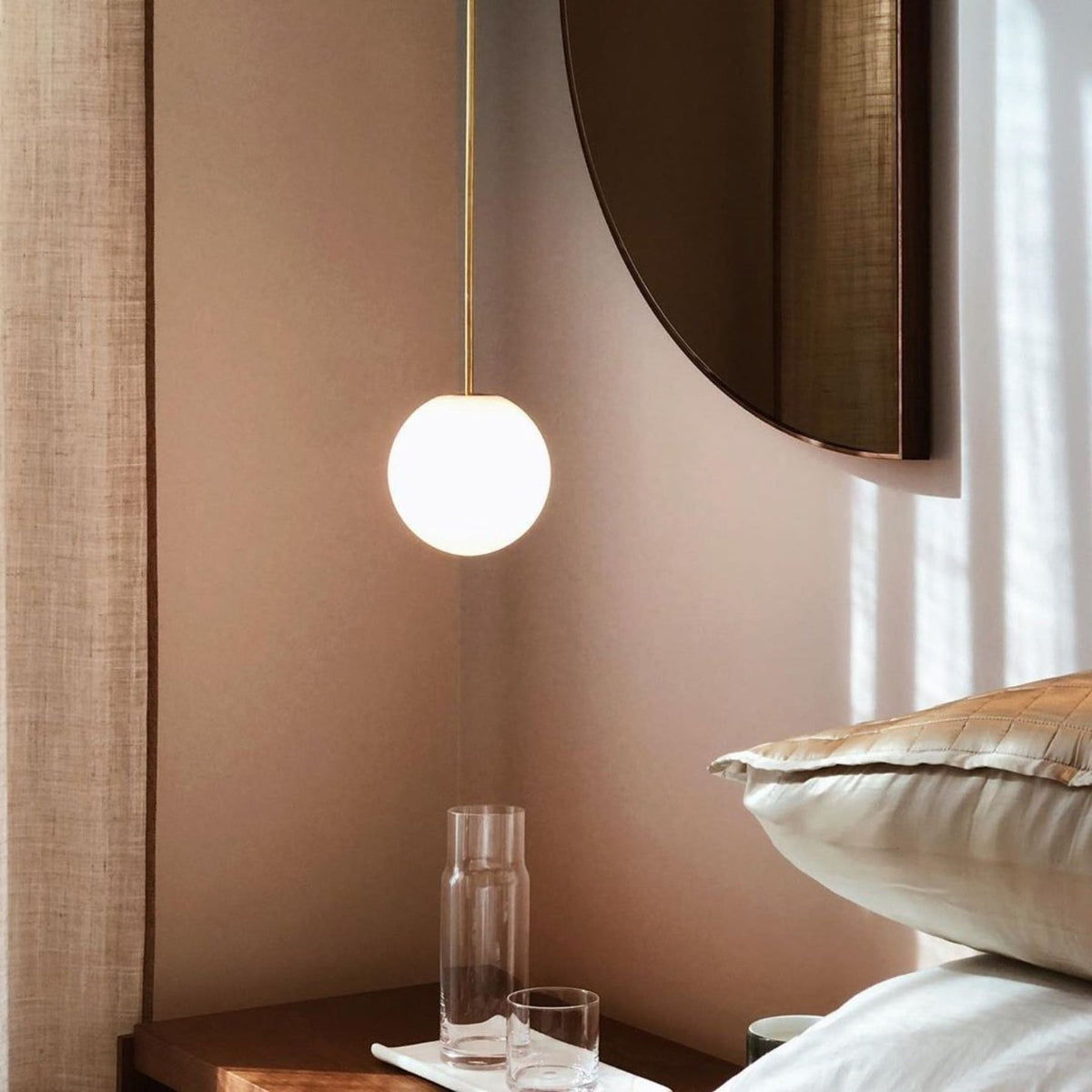 Modern Glossy Glass Pendant Light with Integrated LED | Selectable Light Tones for Kitchen or Dining Room