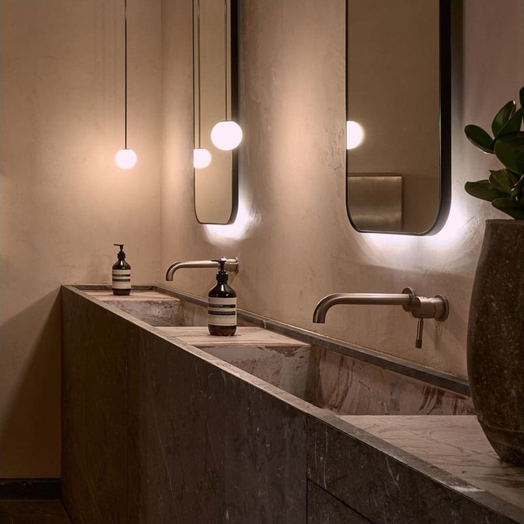 Modern Glossy Glass Pendant Light with Integrated LED | Selectable Light Tones for Kitchen or Dining Room
