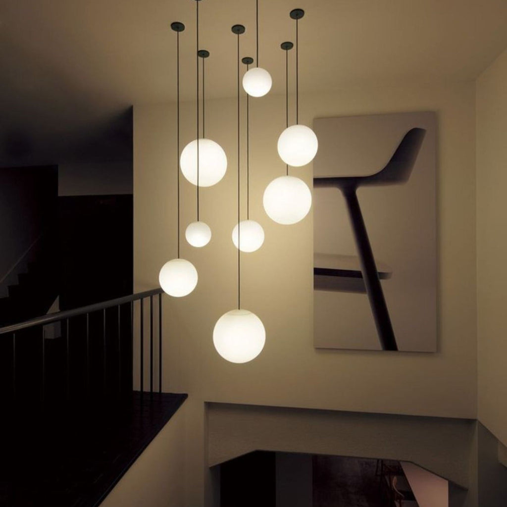 Modern Glossy Glass Pendant Light with Integrated LED | Selectable Light Tones for Kitchen or Dining Room