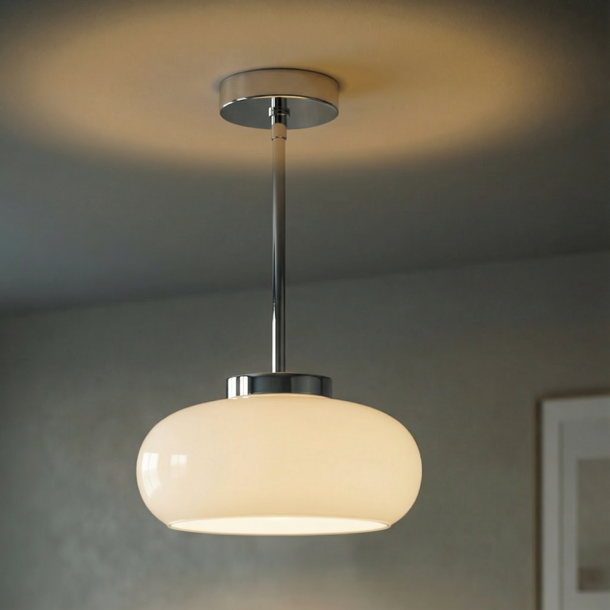 Vintage Amber Glass Flush Mount Ceiling Light with Brass Canopy | E27 Bulb Included for Living Room