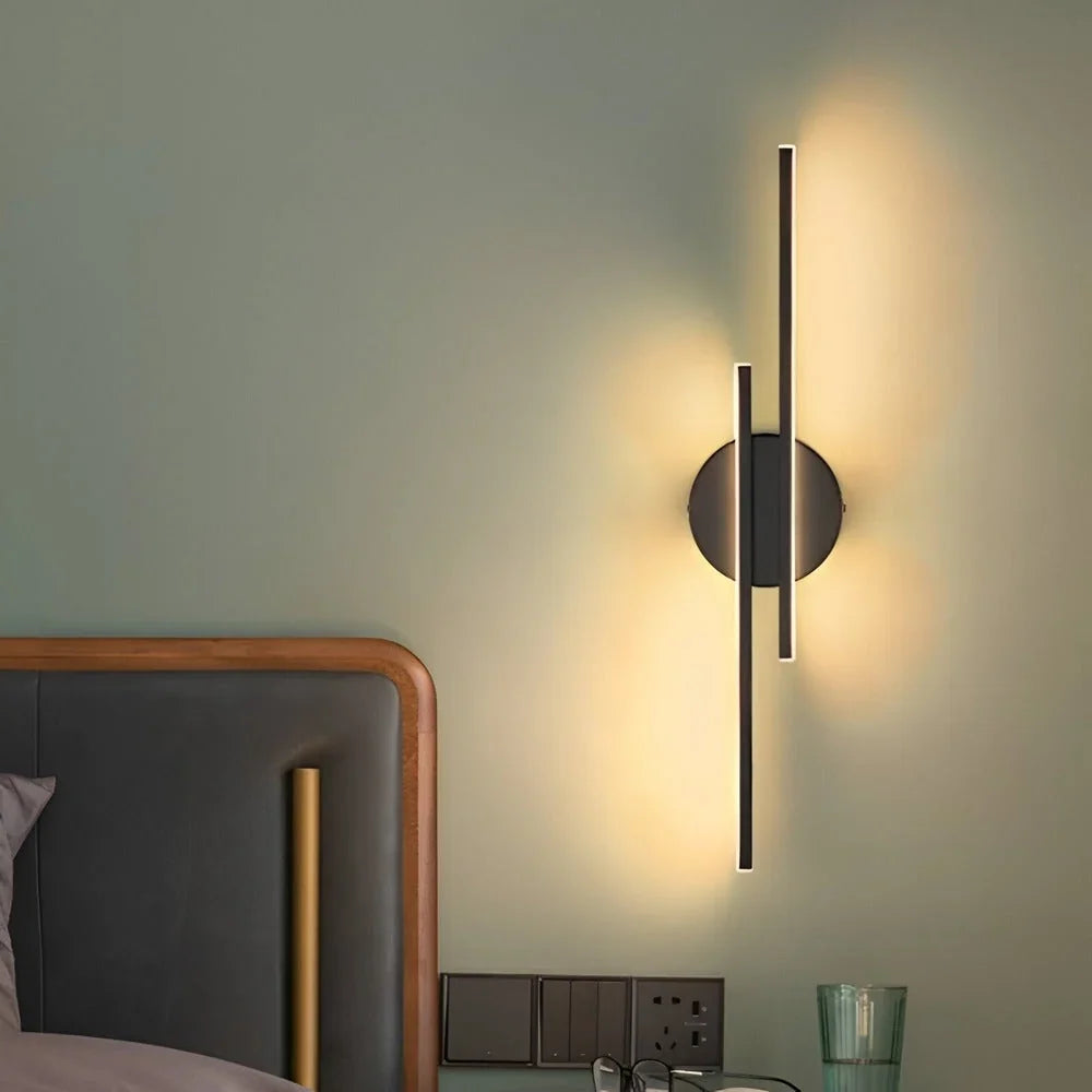 Offset Linear Bar Wall Sconce | Hardwired LED for Bedside Table