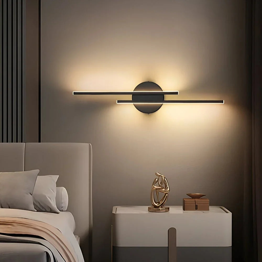 Offset Linear Bar Wall Sconce | Hardwired LED for Bedside Table