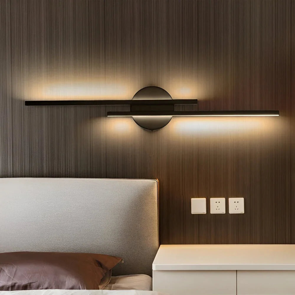 Offset Linear Bar Wall Sconce | Hardwired LED for Bedside Table