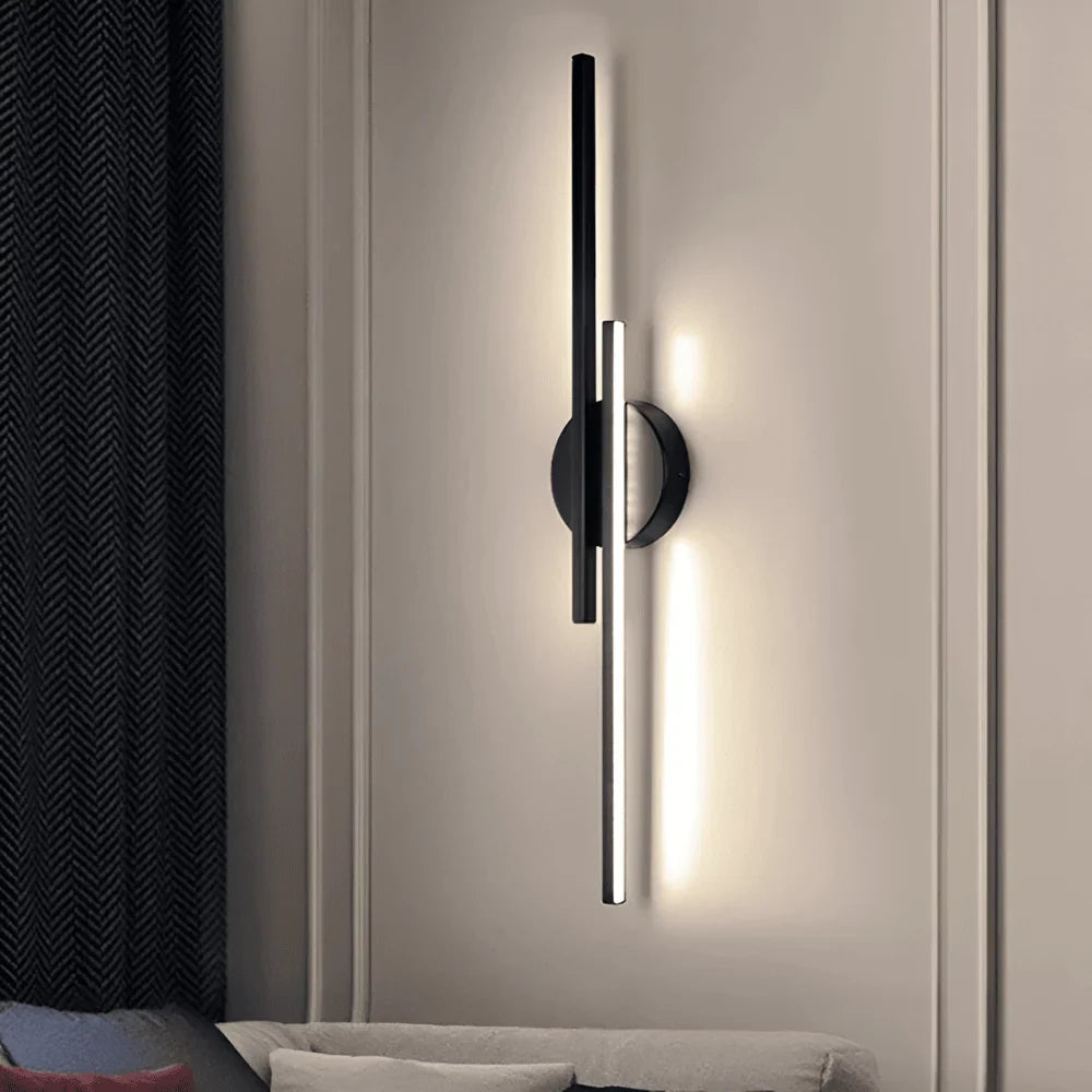 Offset Linear Bar Wall Sconce | Hardwired LED for Bedside Table