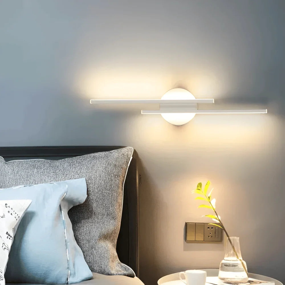 Offset Linear Bar Wall Sconce | Hardwired LED for Bedside Table