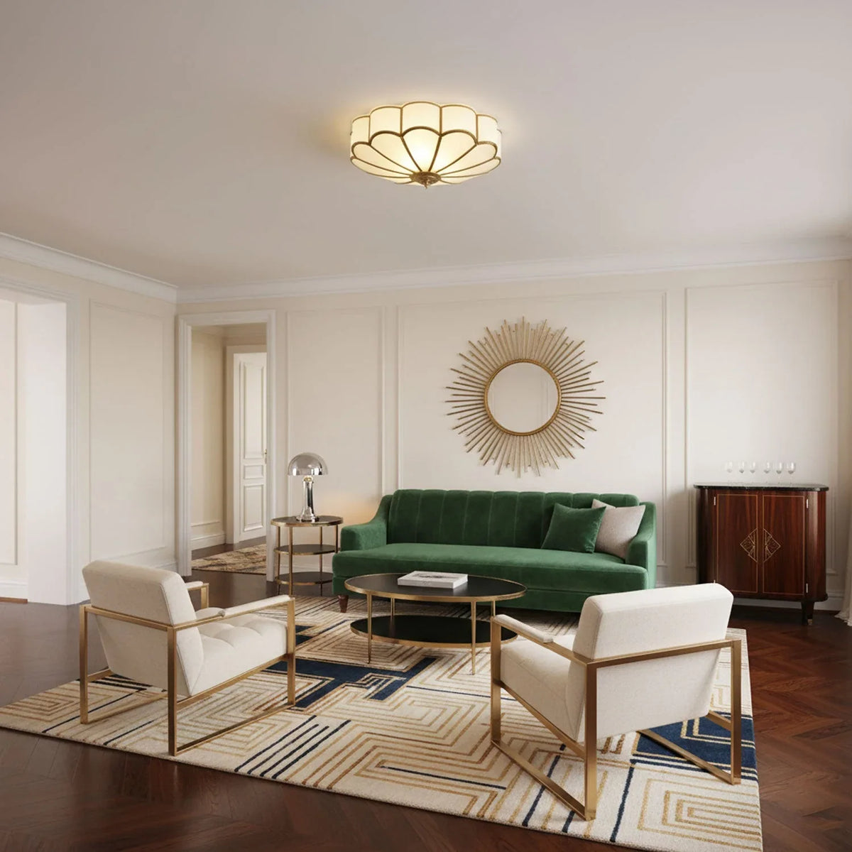 Petal Glass Flush Mount Ceiling Light | Hardwired for Bedroom