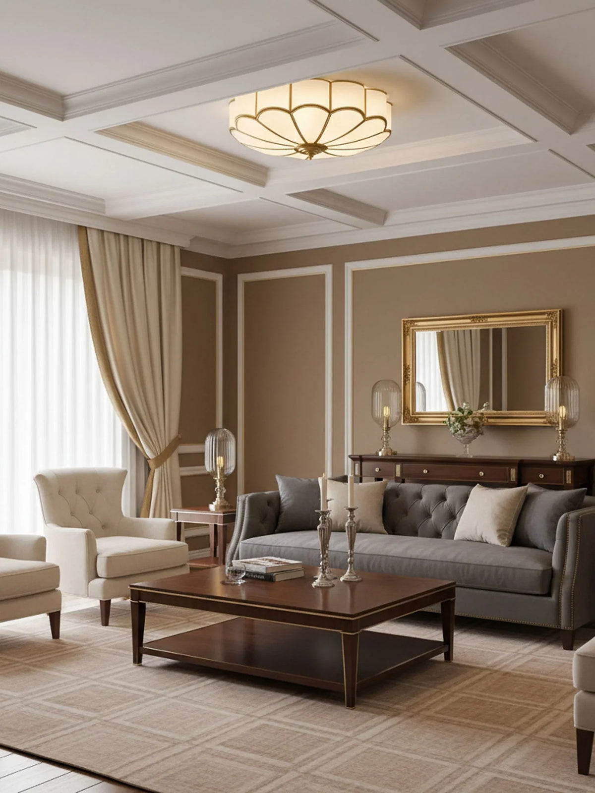 Petal Glass Flush Mount Ceiling Light | Hardwired for Bedroom