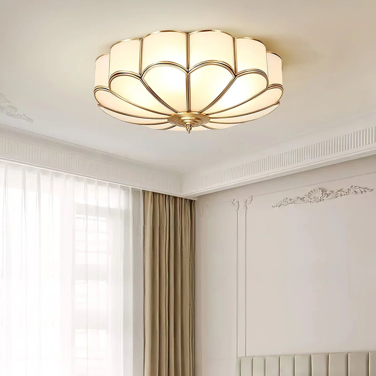 Petal Glass Flush Mount Ceiling Light | Hardwired for Bedroom