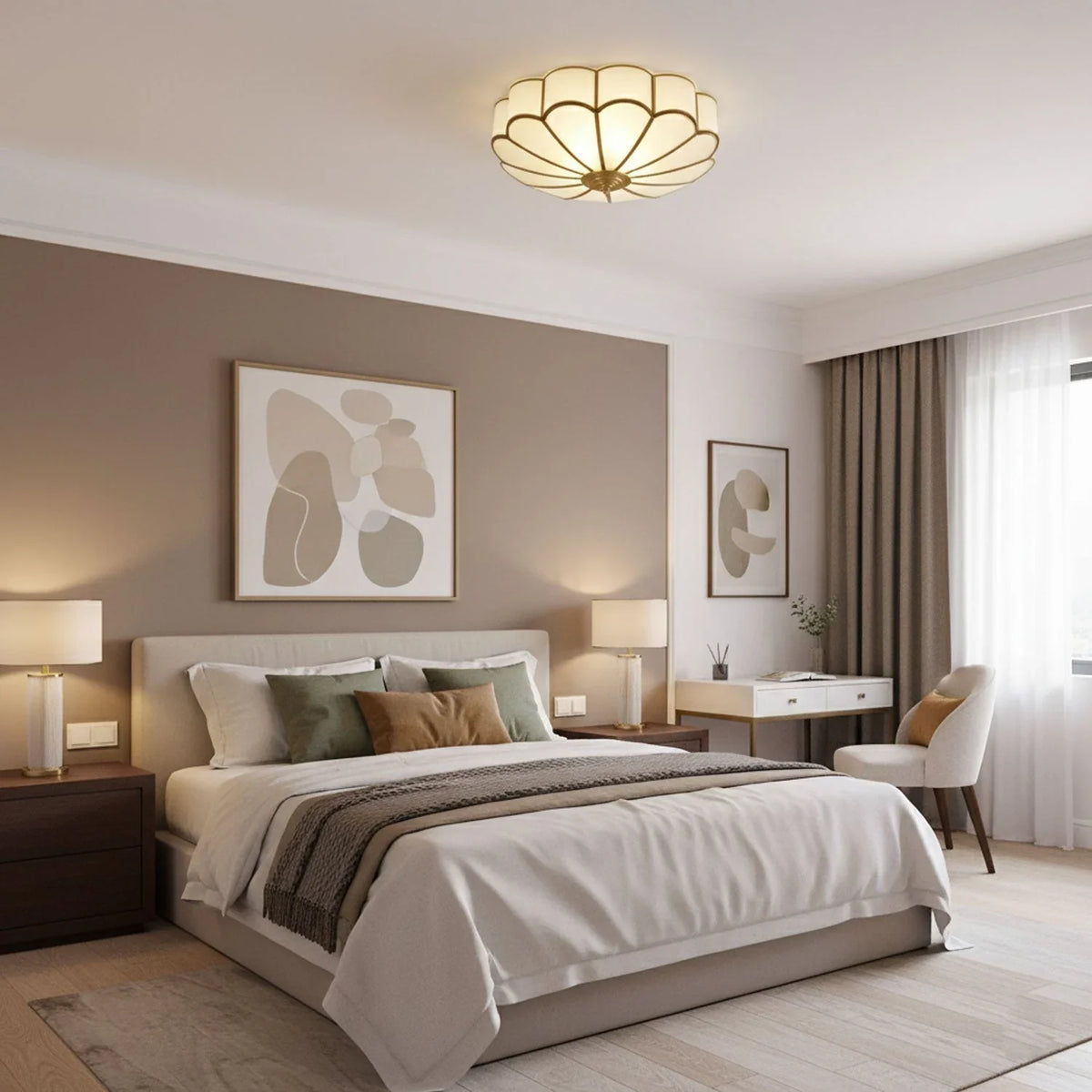 Petal Glass Flush Mount Ceiling Light | Hardwired for Bedroom