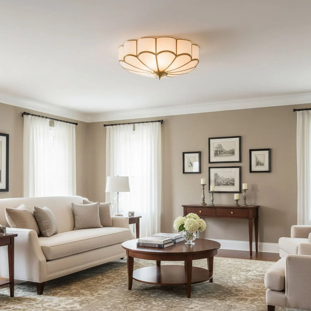 Petal Glass Flush Mount Ceiling Light | Hardwired for Bedroom