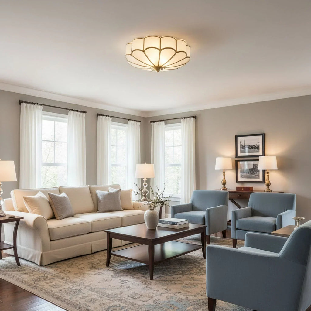 Petal Glass Flush Mount Ceiling Light | Hardwired for Bedroom