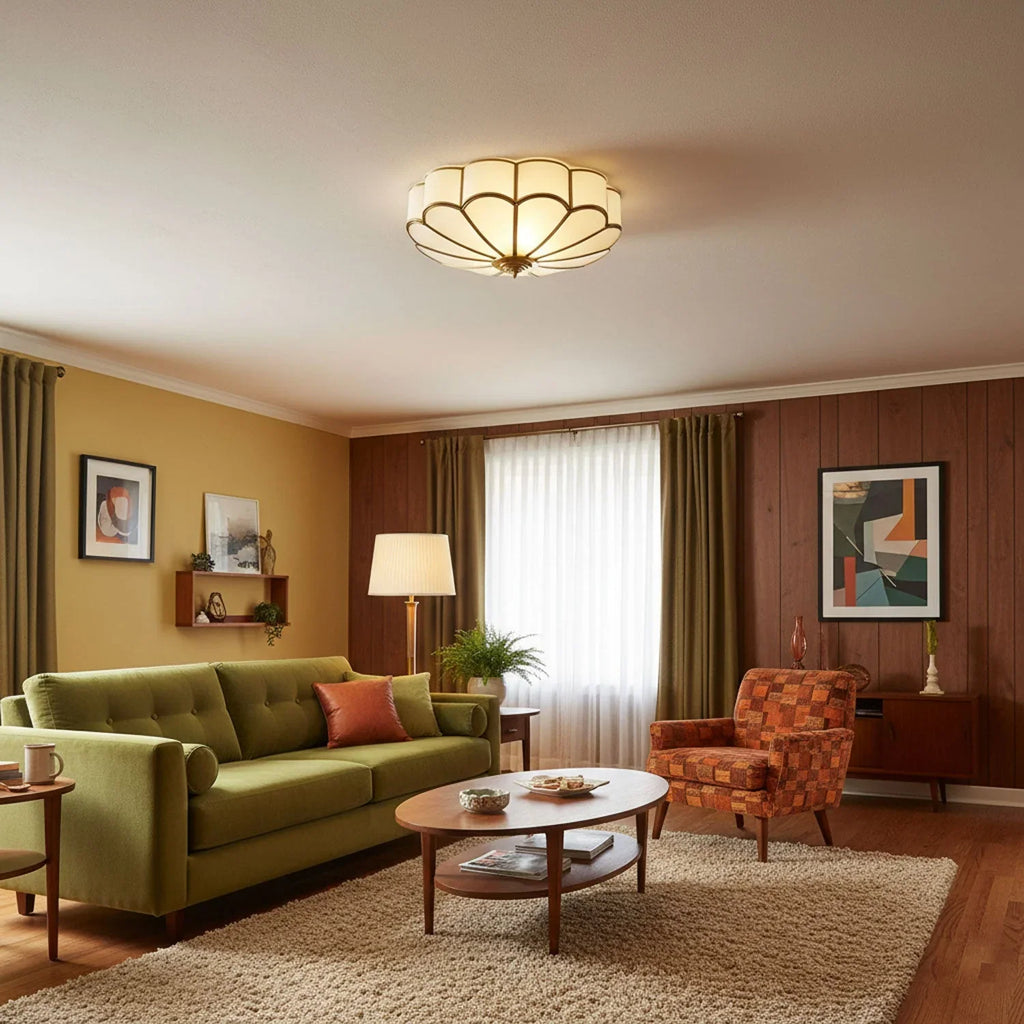 Petal Glass Flush Mount Ceiling Light | Hardwired for Bedroom